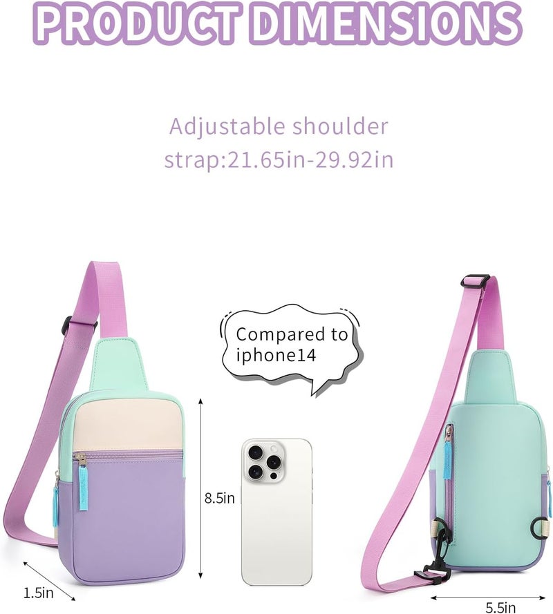 cotmcor Store Valentines Day Gifts for Kids: Fanny Pack Birthday Gift for 8 9 10 11 12 Year Old Teen Girls Trendy Stuff, Preppy Colorblock Crossbody Bag Adjustable Sling Belt Bags Purse for Travel Outdoor - Image 5